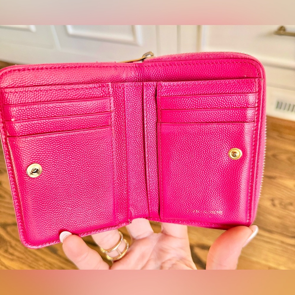 Fuschia Pink Leather YSL Wallet - Picture 6 of 10